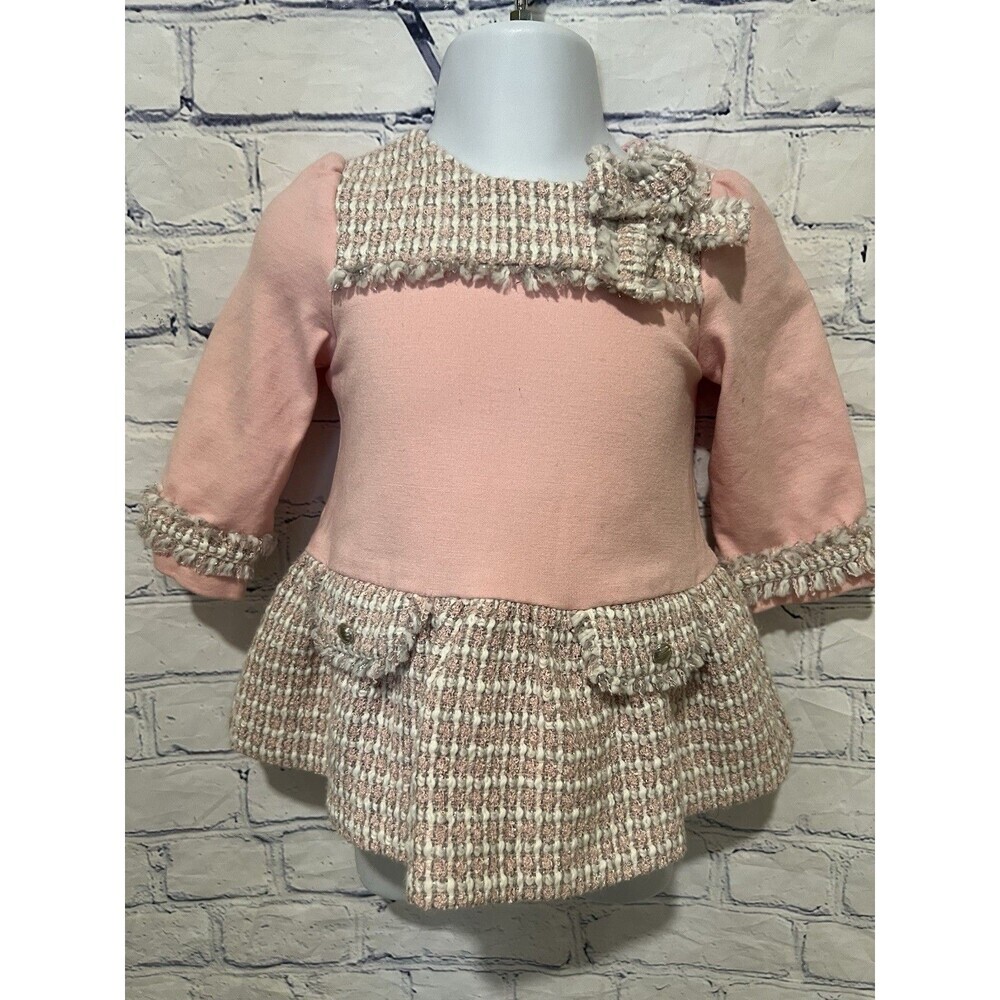 Mayoral Baby Girls Pink Tweed Dress Size 6 Months